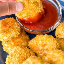Baked Chicken Nuggets. These are crisp on the outside and juicy inside. Freezer Friendly! @natashaskitchen