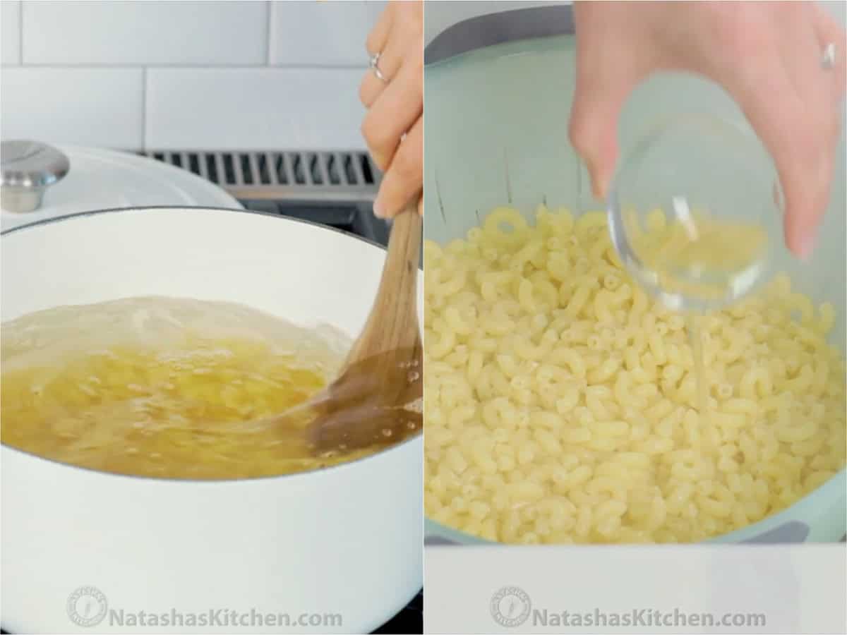How to boil pasta and coat with olive oil to keep from sticking