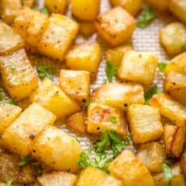 sheetpan Hashbrowns on a baking sheet