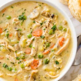 chicken Pot Pie Soup in a bowl