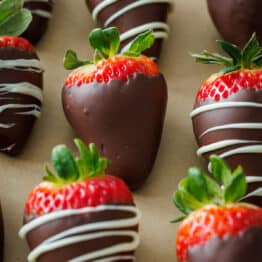 Chocolate covered strawberries some with white chocolate drizzle