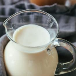 Homemade coffee creamer ready to pour into a cup of coffee