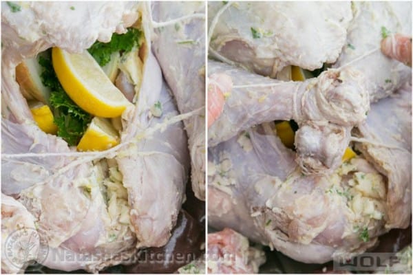 How to tie turkey legs together to truss turkey