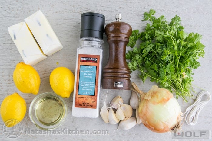 Ingredients for flavored butter to stuff under turkey skin