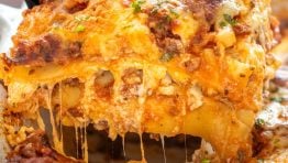 Lasana slice in a lasagna casserole