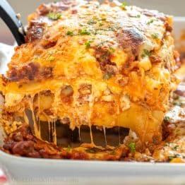 Lasana slice in a lasagna casserole