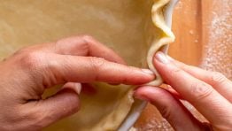 Pie Crust recipe in a white pie dish