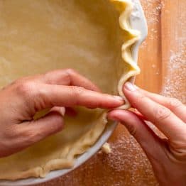 Pie Crust recipe in a white pie dish