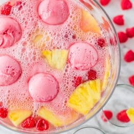 This Sherbet Party Punch is perfect for potlucks, baby showers & Valentines Day! @natashaskitchen