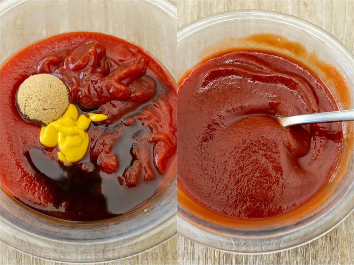 Making sloppy joe sauce in a bowl