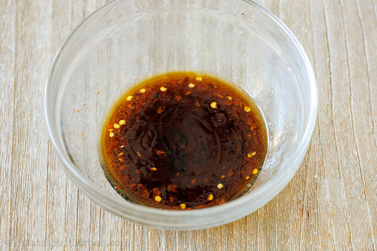 Korean dressing in a glass bowl