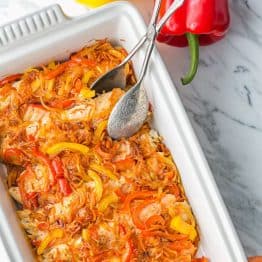 This Baked Tilapia & Veggie Casserole is so Juicy and Flaky. Easy, excellent dish! @natashaskitchen